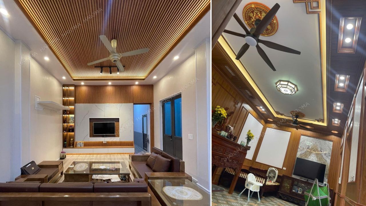 Tiết kiệm hàng chục triệu đồng với bức vách tivi lam sóng kết hợp PVC vân đá
