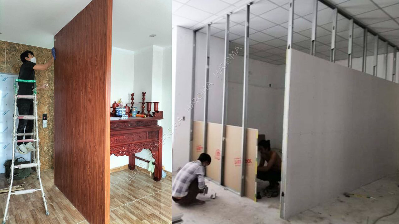 So sánh ưu nhược điểm tấm vách ngăn nhựa 2 mặt & vách ngăn thạch cao