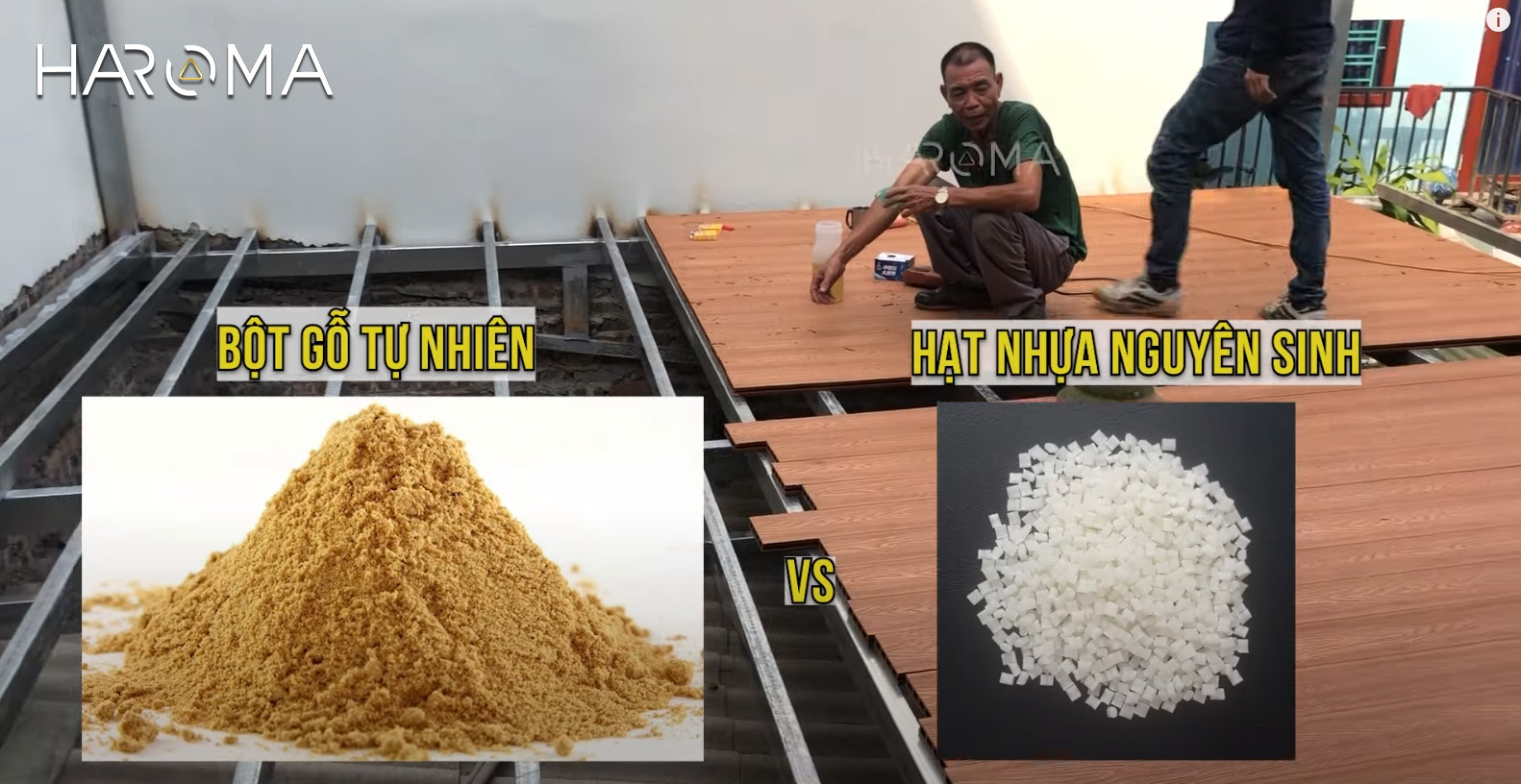 Sàn gỗ nhựa ngoài trời có cấu tạo từ hạt nhựa cùng bột gỗ tự nhiên
