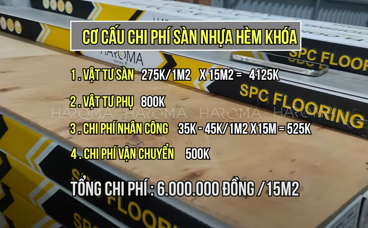 Thi công sàn nhựa hèm khóa cho phòng 15m2 hết bao nhiêu tiền?